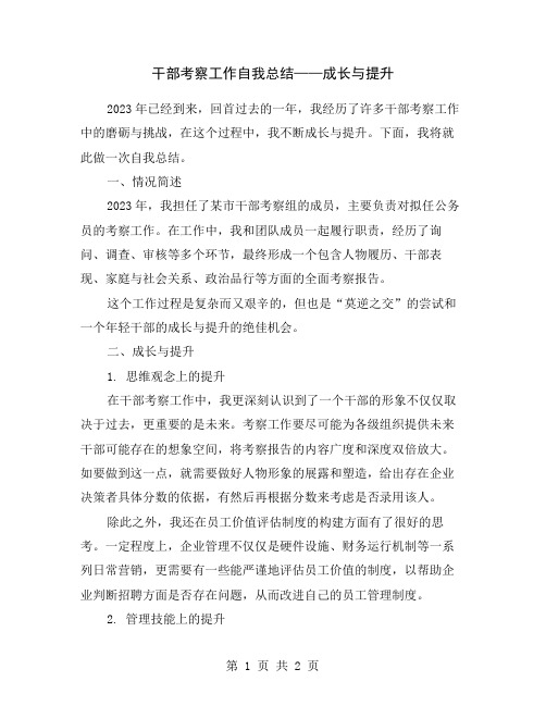 干部考察工作自我总结——成长与提升