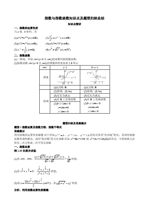 指数与指数函数知识点及题型归纳总结