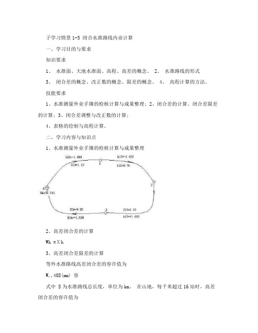 闭合水准路线内业计算