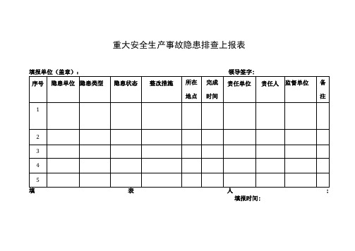 重大安全生产事故隐患排查上报表