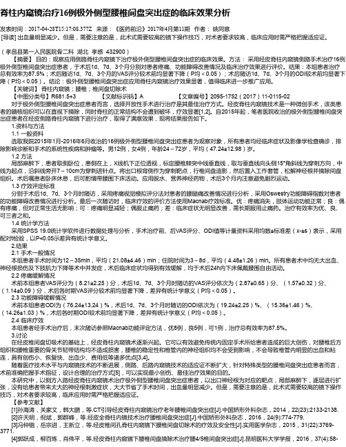 脊柱内窥镜治疗16例极外侧型腰椎间盘突出症的临床效果分析