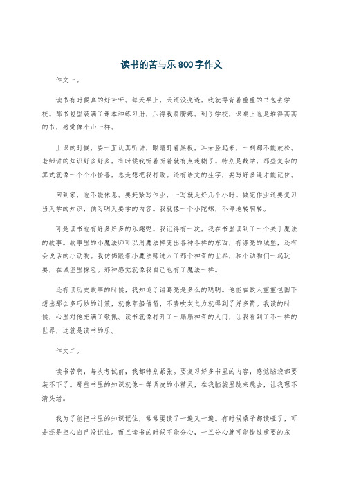 读书的苦与乐800字作文