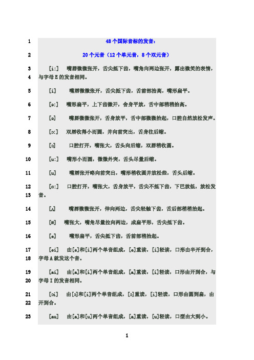 最新48个国际音标发音规律及相应的字母组合