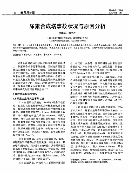 尿素合成塔事故状况与原因分析