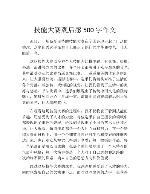 技能大赛观后感500字作文