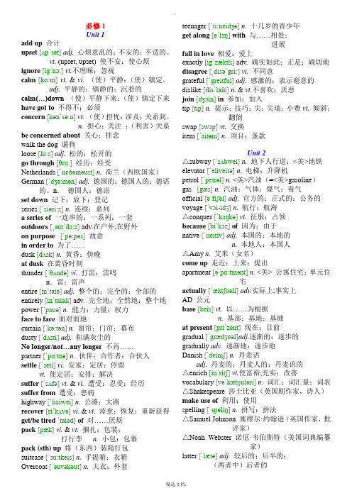 人教版高中英语单词表(含音标)