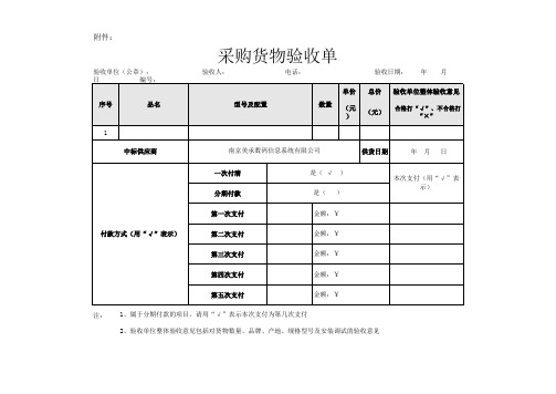 2021采购货物验收单excel模板(标准版)