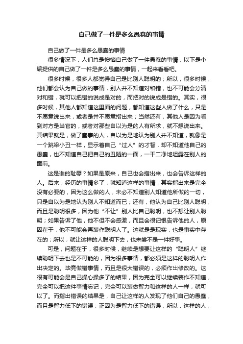 自己做了一件是多么愚蠢的事情