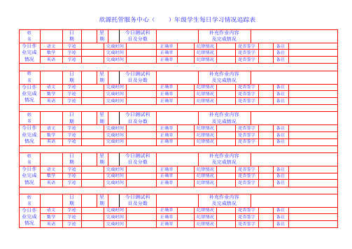 学生每日学习情况追踪表