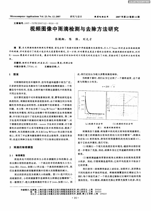 视频图像中雨滴检测与去除方法研究