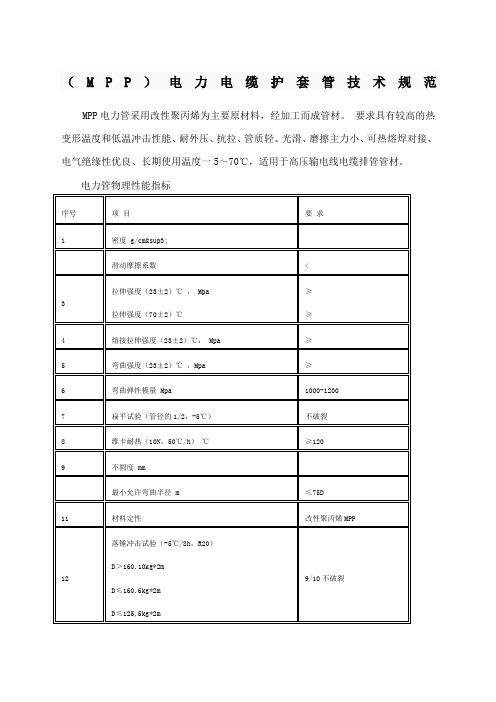 mpp管技术标准