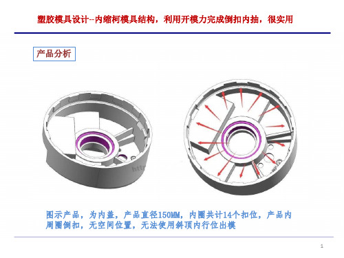 塑胶模具设计--内缩柯模具结构,利用开模力完成倒扣内抽,很实用