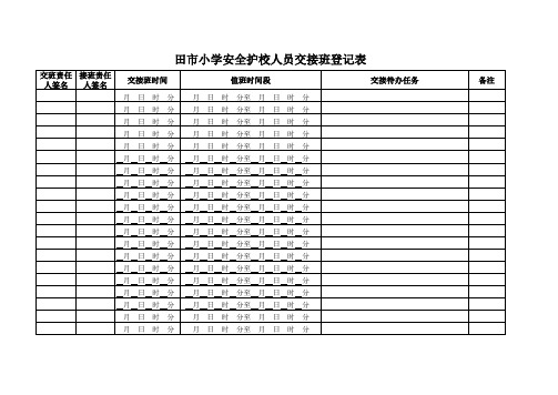 值班人员交接班登记表