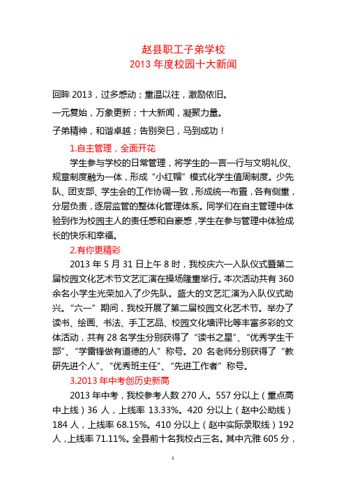 2013校园十大新闻