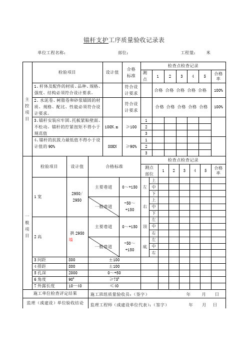 锚杆支护工序验收表、