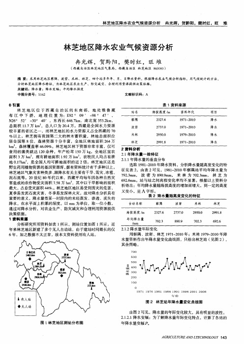 林芝地区降水农业气候资源分析