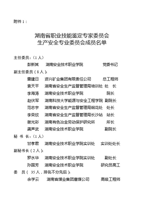 湖南省职业技能鉴定专家委员会