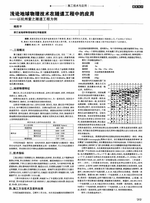 浅论地球物理技术在隧道工程中的应用——以杭州紫之隧道工程为例