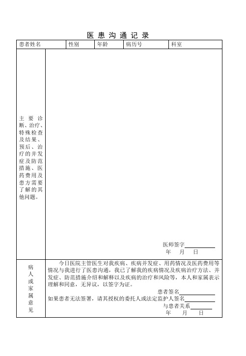 模板医患沟通记录