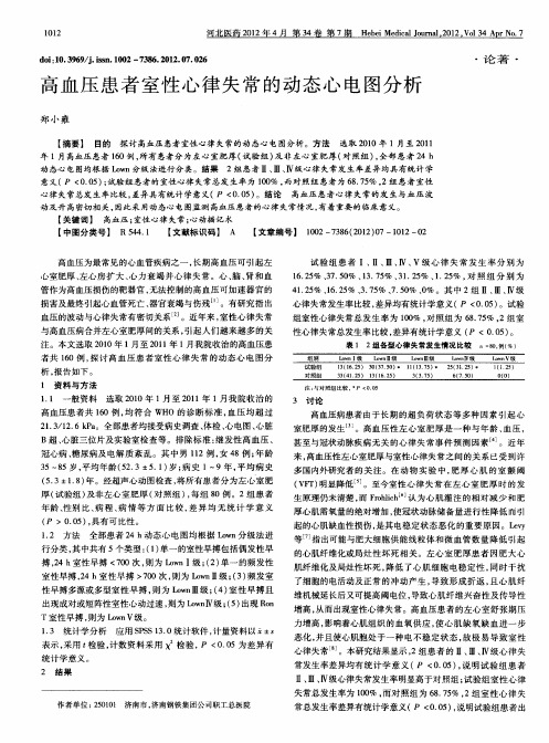 高血压患者室性心律失常的动态心电图分析