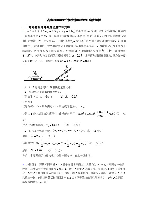 高考物理动量守恒定律解析版汇编含解析