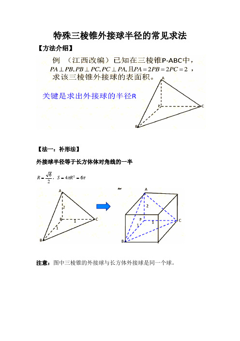 三棱锥外接球半径常见解法