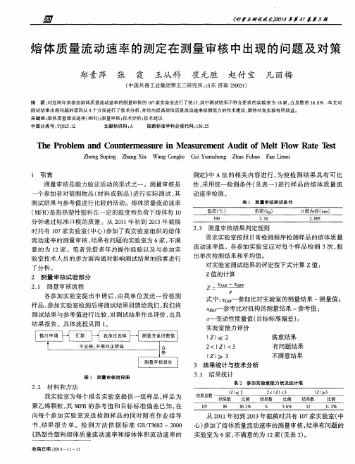 熔体质量流动速率的测定在测量审核中出现的问题及对策