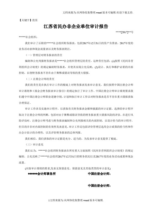 【投资】江苏省民办非企业单位审计报告