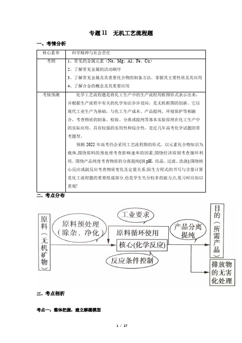 无机工艺流程题—高考化学二轮复习(解析版)