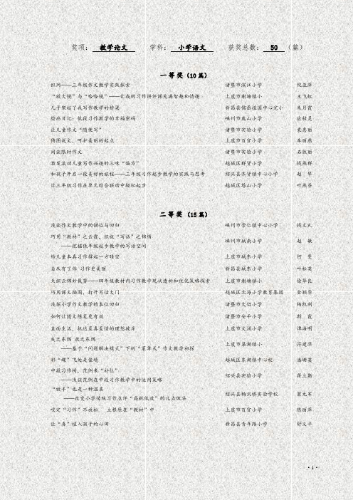 奖项 教学论文   学科 小学语文   获奖总数 50 (篇)