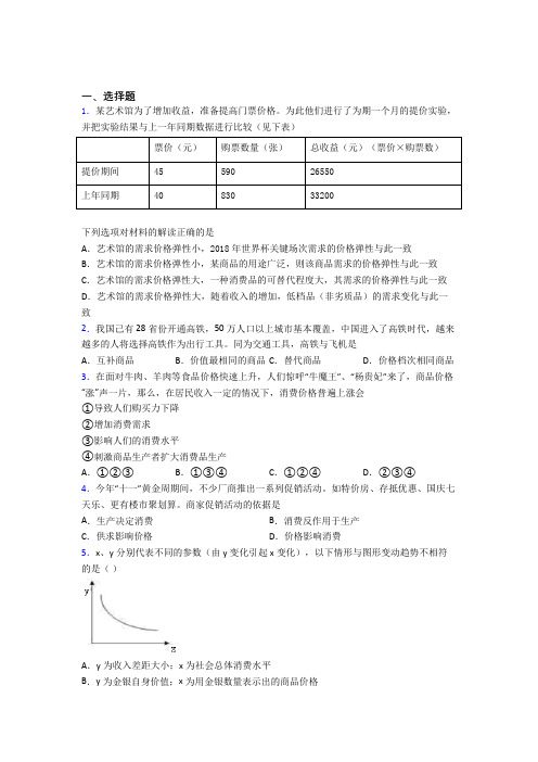 2021《新高考政治》最新时事政治—价格变动对互替商品需求影响的单元汇编含解析