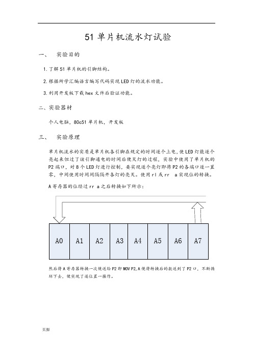 51单片机流水灯实验报告-单片机实验报告流水灯