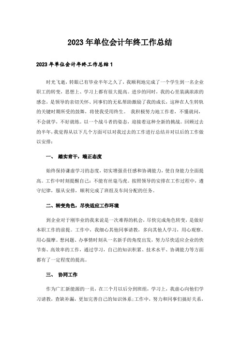 2023年单位会计年终工作总结