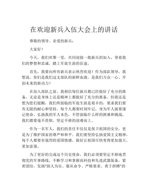 在欢迎新兵入伍大会上的讲话