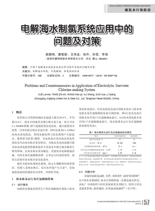 电解海水制氯系统应用中的问题及对策