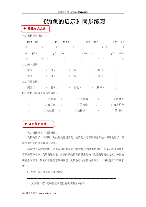 【309教育网优选】小学语文人教版五年级上册同步练习《钓鱼的启示》