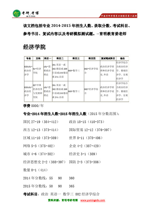中国人民大学政治经济学考研参考书分数线大纲