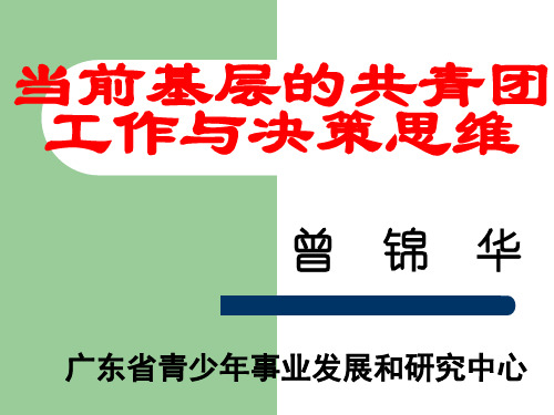 当前基层的共青团工作与决策思维讲义