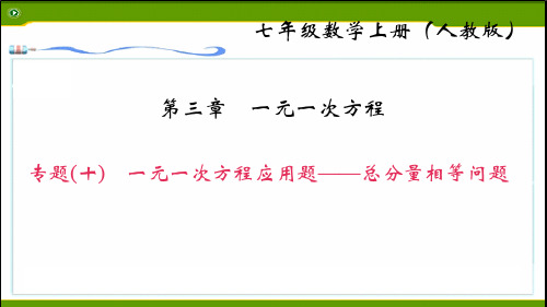 专题(十) 一元一次方程应用题——总分量相等问题