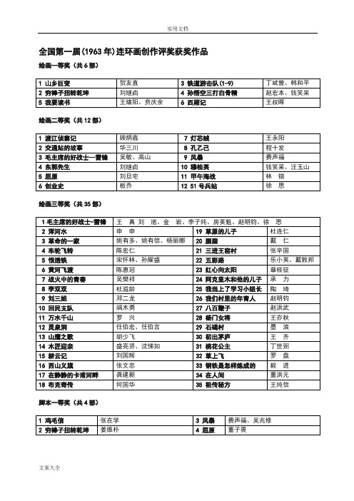 历届获奖连环画汇总情况(表格版)