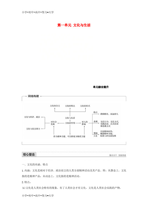 配套K122017_2018学年高中政治第一单元文化与生活单元综合提升讲义新人教版必修3