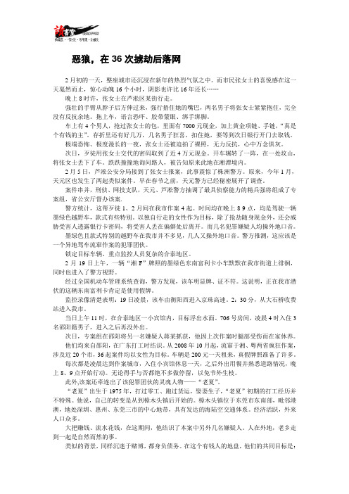 【湖南刑事案件纪实】恶狼,在36次掳劫后落网