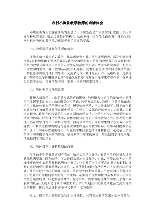 农村小班化教学教师的点滴体会