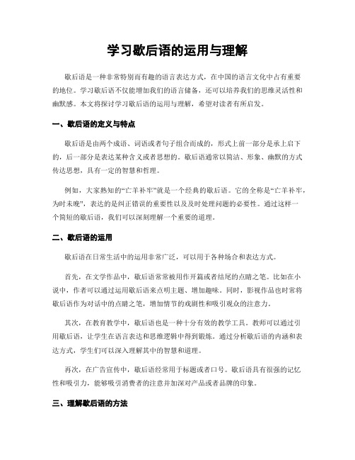 学习歇后语的运用与理解