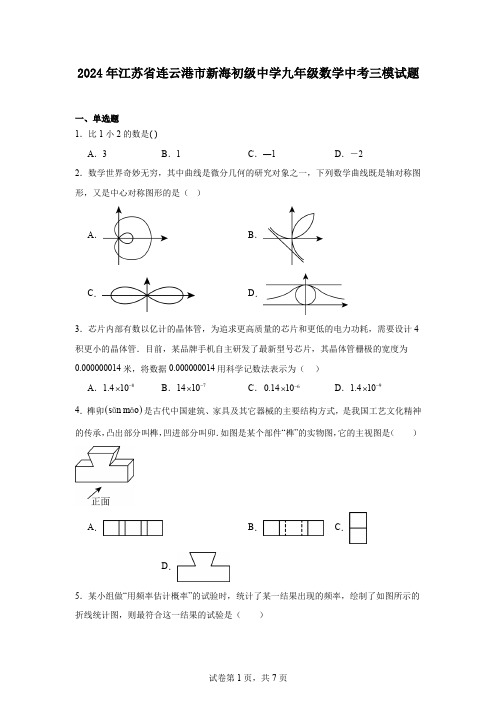 2024年江苏省连云港市新海初级中学九年级数学中考三模试题