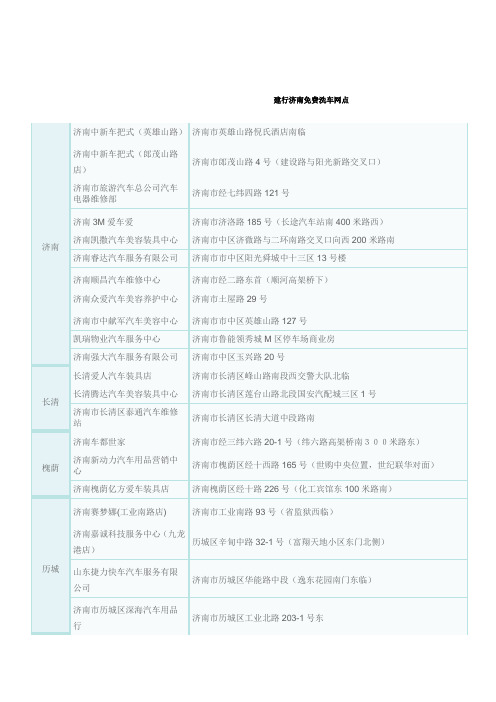 建行济南免费洗车网点