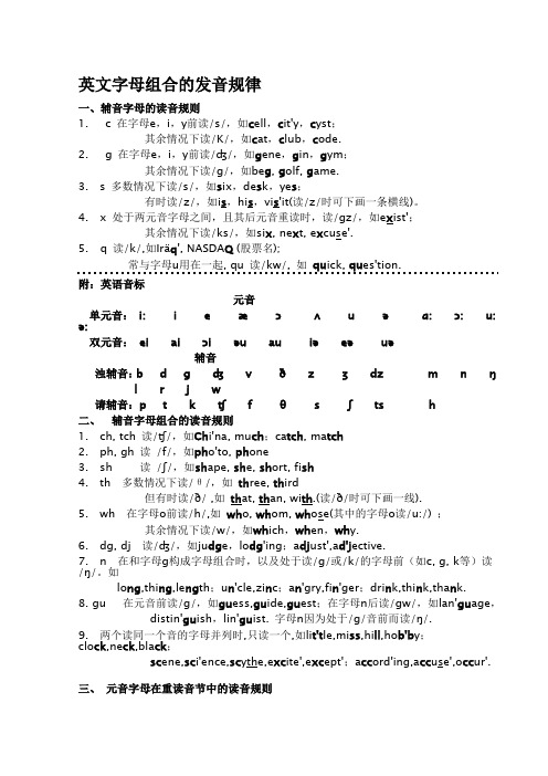 英文字母组合的发音规律