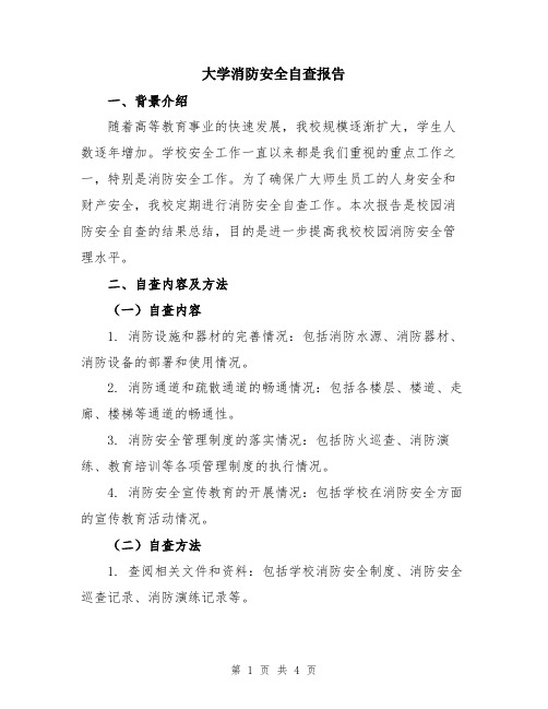 大学消防安全自查报告