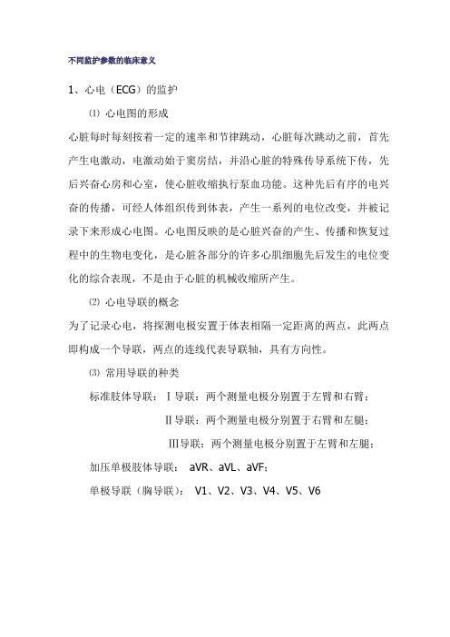 多参数监护中各个参数的临床意义