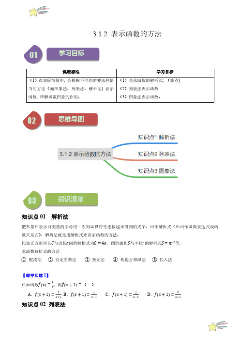 表示函数的方法(3知识点+4题型+强化训练)(学生版) 24-2025学年高一数学上学期必修第一册